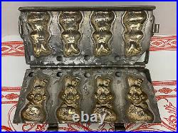 Antique Chocolate Easter Bunny Rabbit Mold Metal Hinged