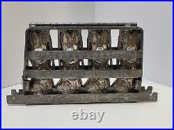 Antique Chocolate Easter Mold 4 Rabbits Bunnies Hinged Frame IRON TIN ORIGINAL