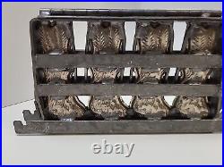 Antique Chocolate Easter Mold 4 Rabbits Bunnies Hinged Frame IRON TIN ORIGINAL