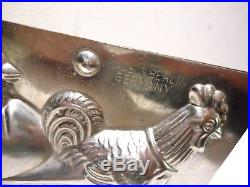 Antique Chocolate Easter Mold Berlin Germany Rooster Pulling Chick Egg In Cart