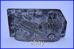 Antique Chocolate Ice Cream Mold Detail Rabbit Pulling Chick in Egg Cart Germany