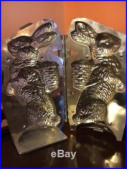 Antique Chocolate Mold -11 1/4 Sitting Up Rabbit with Basket with Provenance