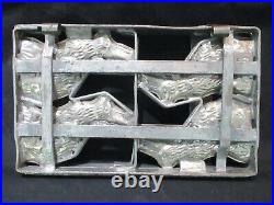 Antique Chocolate Mold 4 Bunny Rabbits in Hinged FrameHeavy IRON TINORIGINAL