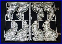 Antique Chocolate Mold 4 Bunny Rabbits in Hinged FrameHeavy IRON TINORIGINAL