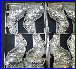 Antique Chocolate Mold 4 Bunny Rabbits in Hinged FrameHeavy IRON TINORIGINAL