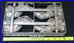 Antique Chocolate Mold 4 Bunny Rabbits in Hinged FrameHeavy IRON TINORIGINAL