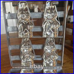 Antique Chocolate Mold 4 Up Bunny Rabbit Metal