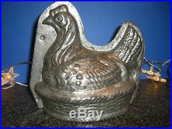 Antique Chocolate Mold Candy Mold Metal Easter Mold Hen in Nest 3