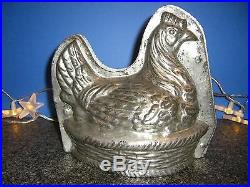 Antique Chocolate Mold Candy Mold Metal Easter Mold Hen in Nest 3