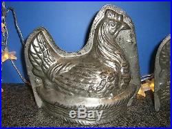 Antique Chocolate Mold Candy Mold Metal Easter Mold Hen in Nest 3