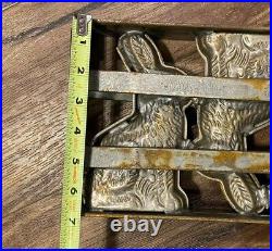 Antique Chocolate Mold Candy Vintage RABBIT Metal One Piece EASTER BUNNY 3 molds