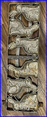 Antique Chocolate Mold Candy Vintage RABBIT Metal One Piece EASTER BUNNY 3 molds