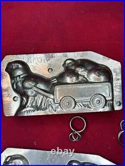 Antique Chocolate Mold Chick Pulling Basket Cart Germany (A)