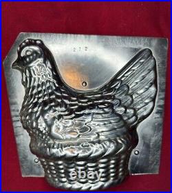 Antique Chocolate Mold Hen On A Nest # 272 Large 7 1/2 European (A)