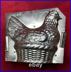 Antique Chocolate Mold Hen On A Nest # 272 Large 7 1/2 European (A)