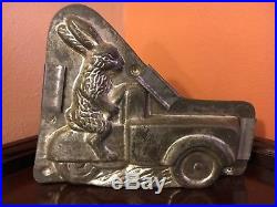 Antique Chocolate Mold Heris Rabbit Driving Cargo Hauler #4194 Germany