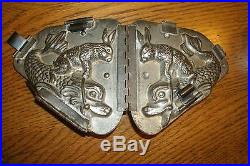 Antique Chocolate Mold Rabbit Riding a Dolphin or Fish French, Paris France
