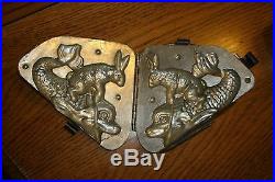 Antique Chocolate Mold Rabbit Riding a Dolphin or Fish French, Paris France