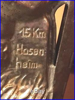 Antique Chocolate Mold Rabbit on Milestone 15 Km Hasenheim #4154 RARE A3