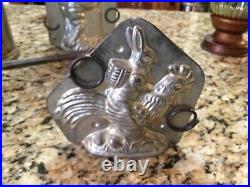 Antique Chocolate Mold Rabbit with Basket Riding Rooster # 443