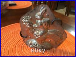 Antique Chocolate Mold Rabbit with Basket Riding Rooster # 443