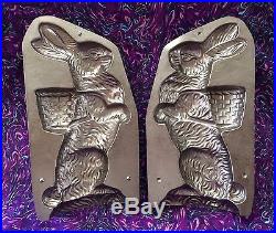 Antique Chocolate Mold Standing Bunny withBasket Reiche