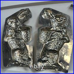 Antique Chocolate Mold Standing Easter Bunny Rabbit With Basket 11 (J)