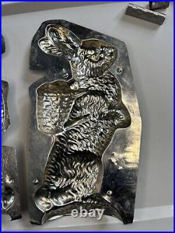 Antique Chocolate Mold Standing Easter Bunny Rabbit With Basket 11 (J)