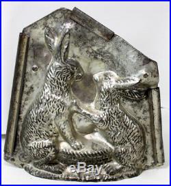 Antique Chocolate Mold Two Rabbits Basket # 4682 Thos Mills & Bros. Made in USA