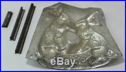 Antique Chocolate Mold Two Rabbits Basket # 4682 Thos Mills & Bros. Made in USA