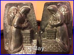 Antique Chocolate Mold VERY RARE -LeTang Santa on Roof Putting Toys in Chimney