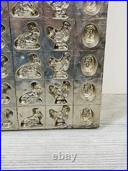 Antique Chocolate Mold with 42 Molds of Bunnies Hens Chickens Eggs and Bunnies