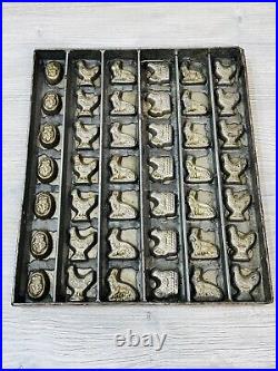 Antique Chocolate Mold with 42 Molds of Bunnies Hens Chickens Eggs and Bunnies