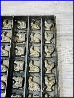 Antique Chocolate Mold with 42 Molds of Bunnies Hens Chickens Eggs and Bunnies