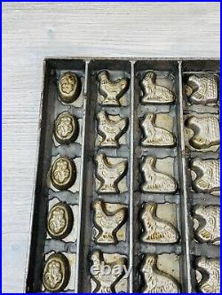 Antique Chocolate Mold with 42 Molds of Bunnies Hens Chickens Eggs and Bunnies