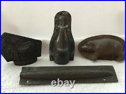 Antique Chocolate Molds Donkey, Cigar, Pig and Champagne Bottle