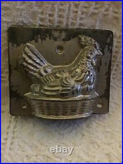 Antique Chocolate Molds Horse and Chicken in Basket