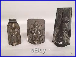 Antique Chocolate Molds, Rabbit and Two Santa Clause Belsnickel