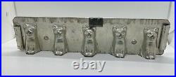 Antique Chocolate Tin Mold Five Cat Cats 11 long Germany Eppelshimer #8010
