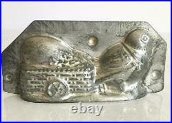 Antique Chocolate Walter 8297 Chick Pulling Egg In Cart Flowers Mold
