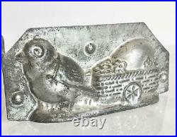 Antique Chocolate Walter 8297 Chick Pulling Egg In Cart Flowers Mold