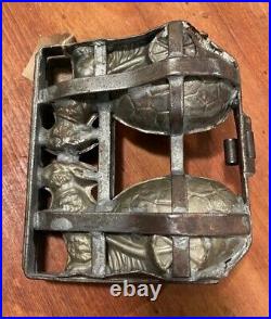 Antique Chocolate/candy Mold Rabbit Pulling Cart With Egg