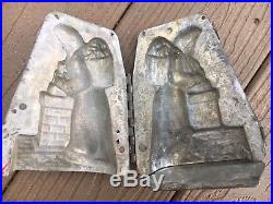 Antique Christmas Metal Chocolate Holiday Candy Mold Germany Santa Claus clasp