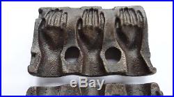 Antique Clear Candy Chocolate Mold HANDS #3 Cast Iron V Clad & Sons Philadelphia