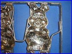 Antique Commercial Chocolate Candy Mold metal Happy Easter Bunny Baking Mold