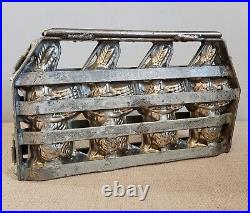 Antique Commercial Hinged Chocolate Mold 4 7 Easter Bunnies with Baskets