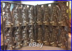 Antique Commercial Hvy Metal Hinged 8 Bunny Rabbit Chocolate Mold Easter