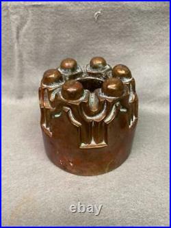Antique Copper Jellly / Pudding Mold Tin Lined # 395c 4 1/4 Diameter By 3 3/4
