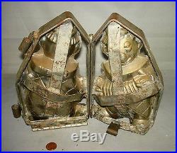 Antique Double Hinge + Clamp Tinned Chocolate Mold LARGE 8 ACCORDION CLOWN