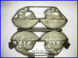 Antique Double Rabbit Chocolate Mold Germany Easter Candy Egg Bunny Weygandt Old